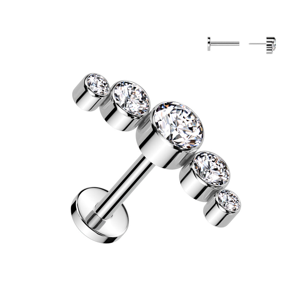 Premium G23 Titanium 5 Crystal Cluster Threadless Flat Back