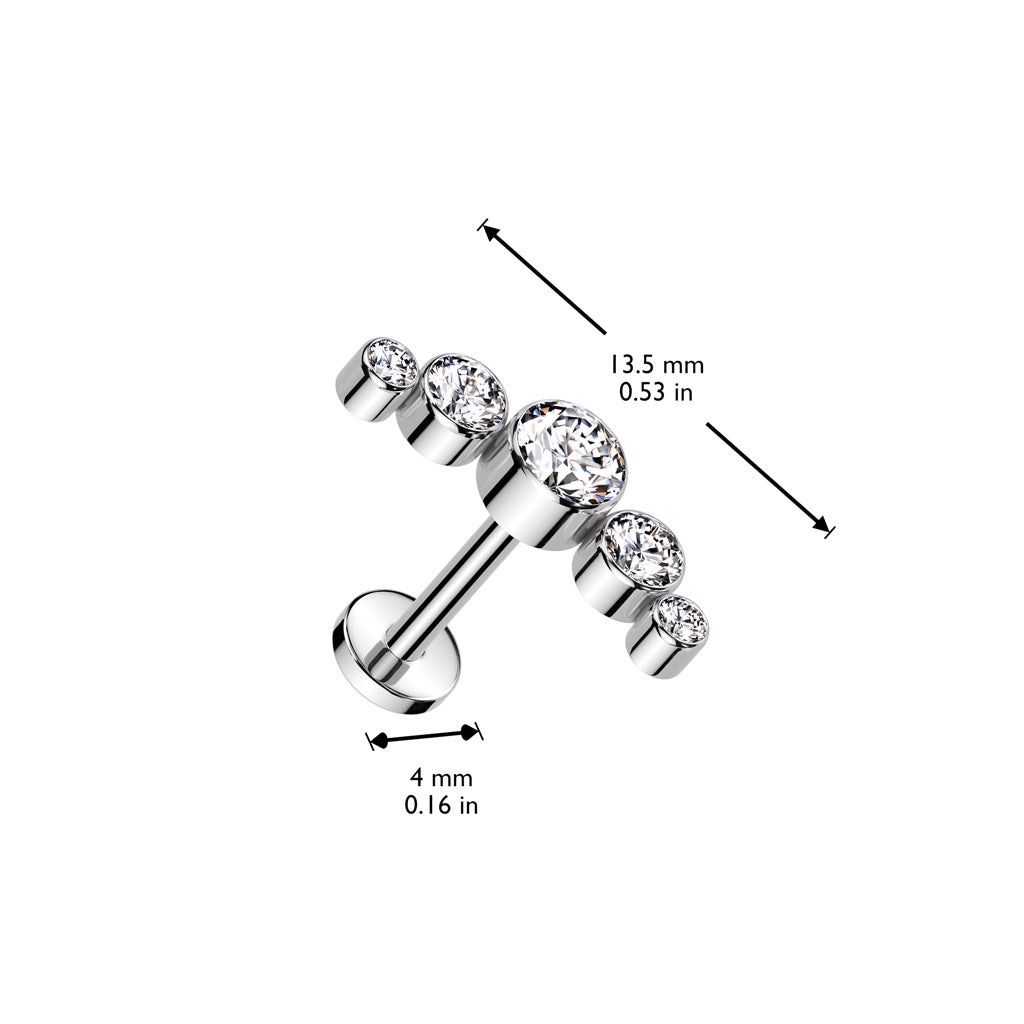 Premium G23 Titanium 5 Crystal Cluster Threadless Flat Back