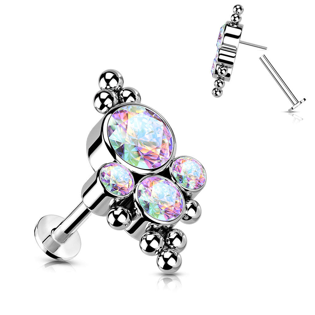 Premium G23 Titanium Crystal Dotwork Threadless Flat Back