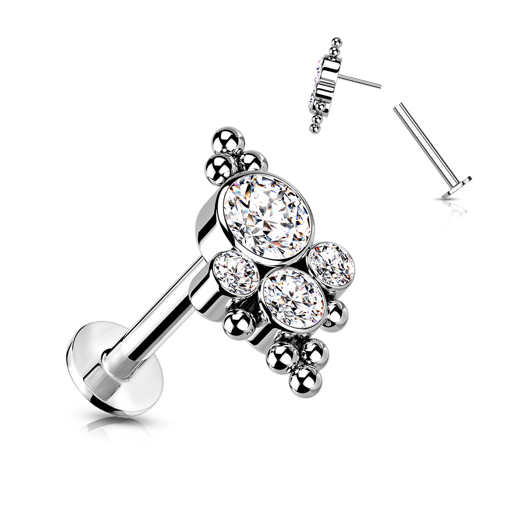 Premium G23 Titanium Crystal Dotwork Threadless Flat Back