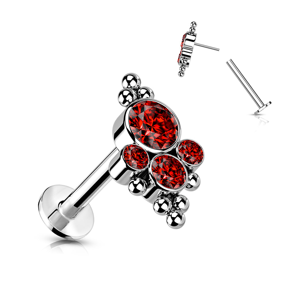 Premium G23 Titanium Crystal Dotwork Threadless Flat Back