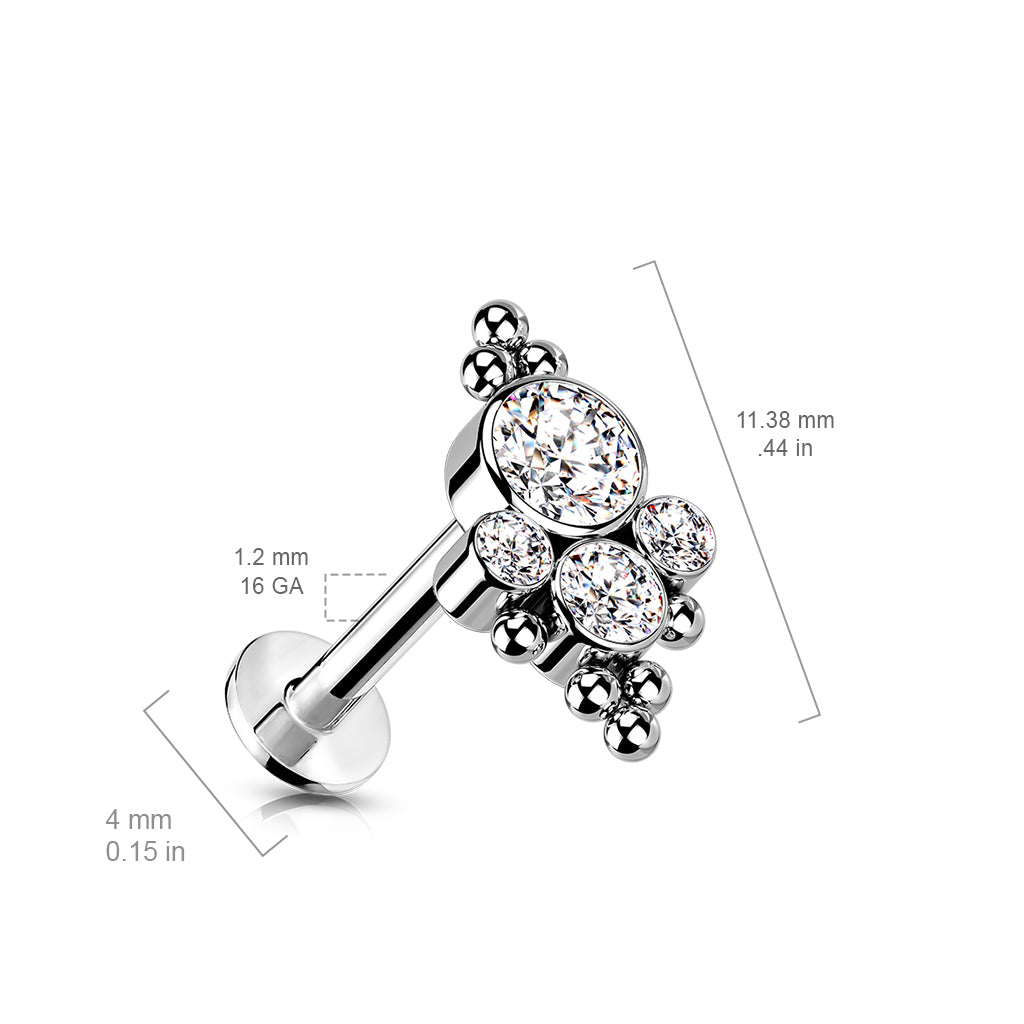 Premium G23 Titanium Crystal Dotwork Threadless Flat Back