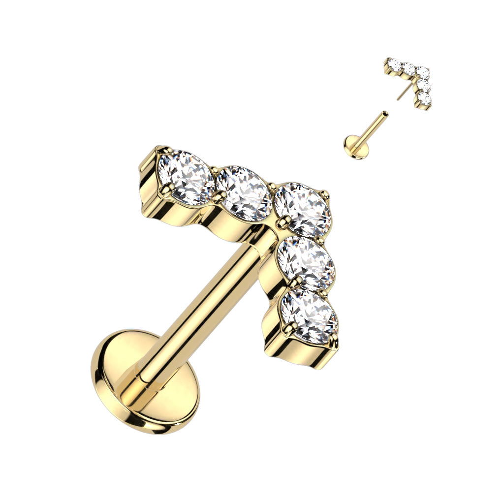 Premium G23 Titanium Crystal Arrow Threadless Flat Back