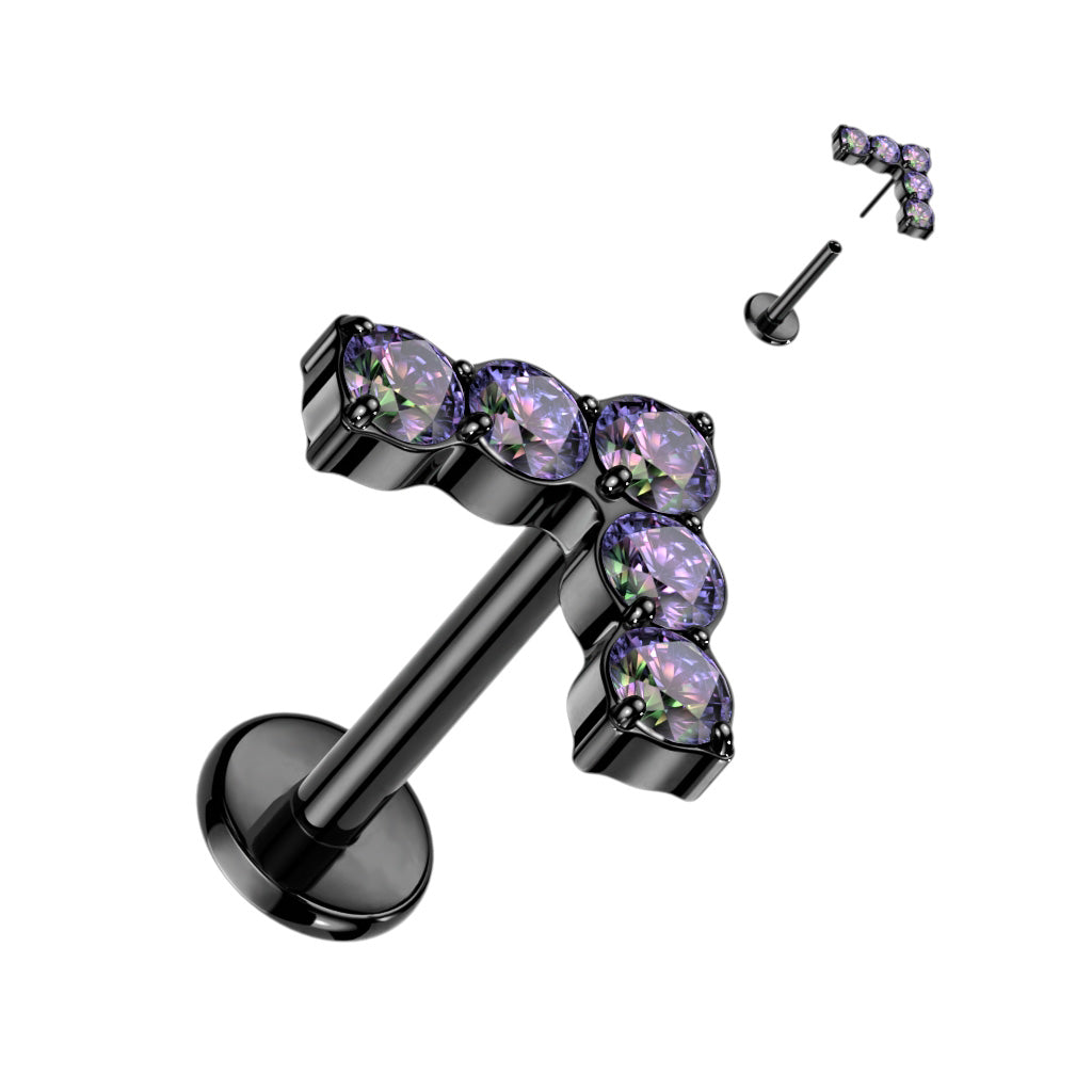 Premium G23 Titanium Crystal Arrow Threadless Flat Back