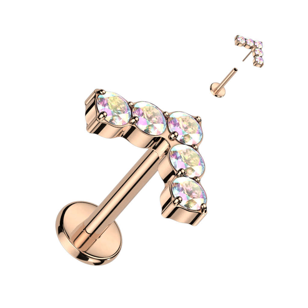 Premium G23 Titanium Crystal Arrow Threadless Flat Back