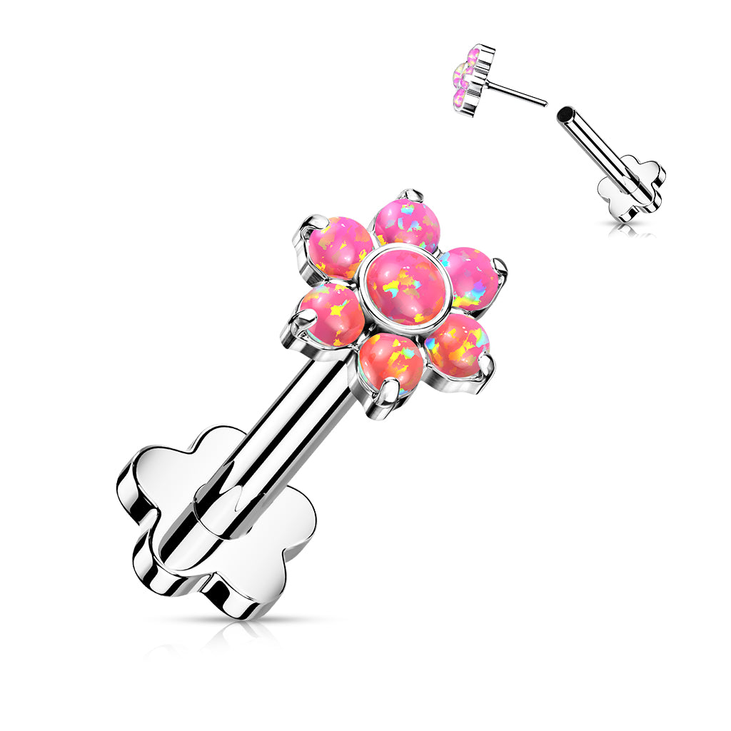 Premium G23 Titanium Flower Base Opal Threadless Flat Back