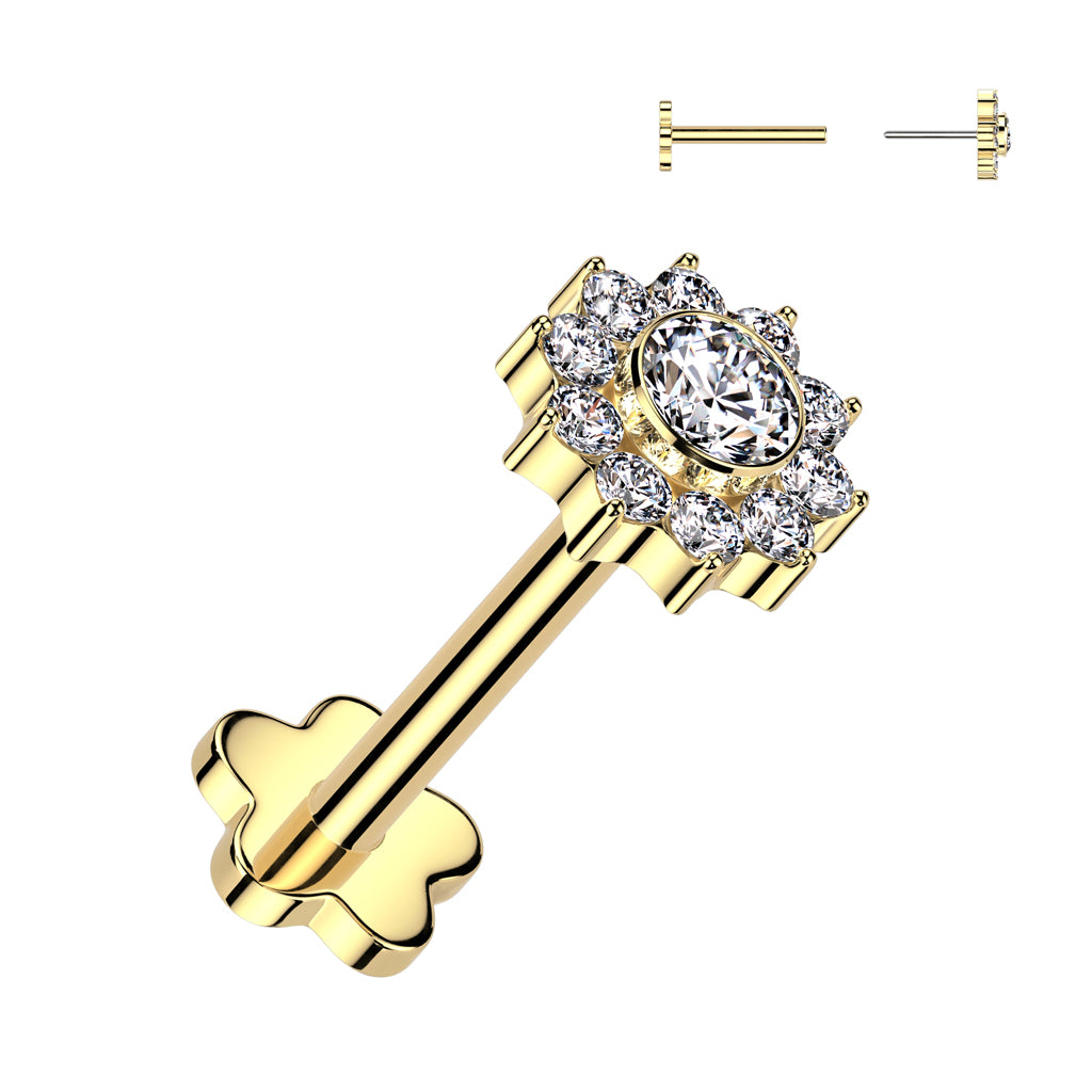 Premium G23 Titanium Flower Base Sun Threadless Flat Back