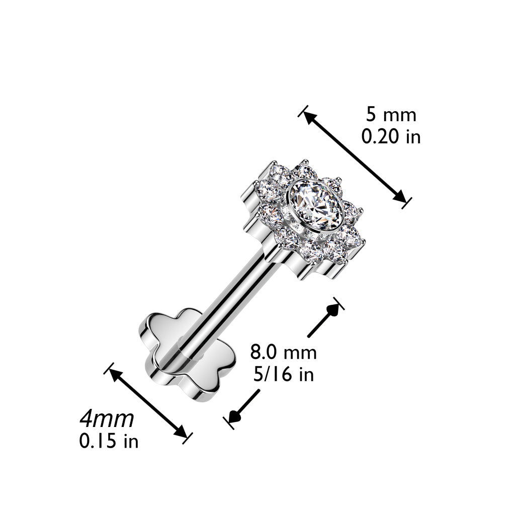Premium G23 Titanium Flower Base Sun Threadless Flat Back