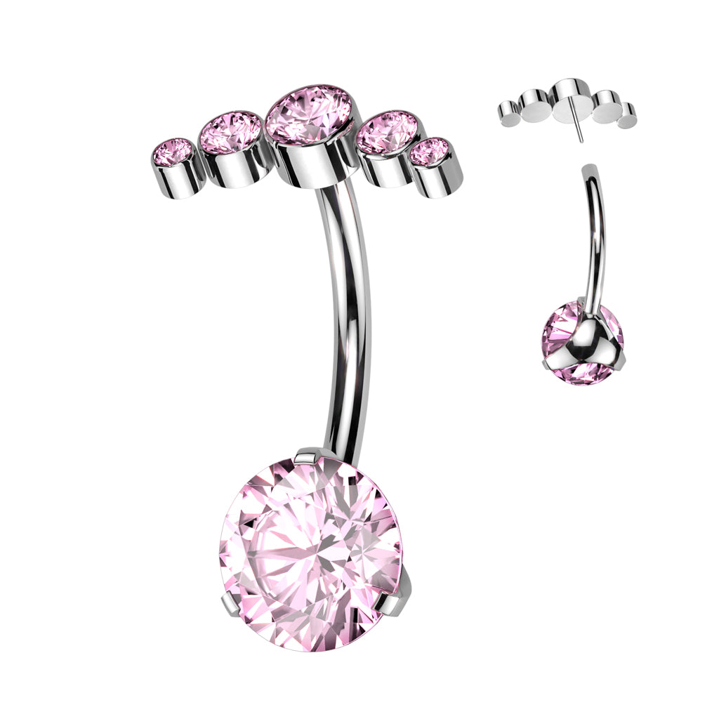 Premium G23 Titanium Luxe Arc Curve Threadless Navel Barbell