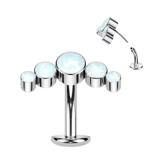 Premium G23 Titanium Luxe Triple Opal Threadless Floating Navel Barbell