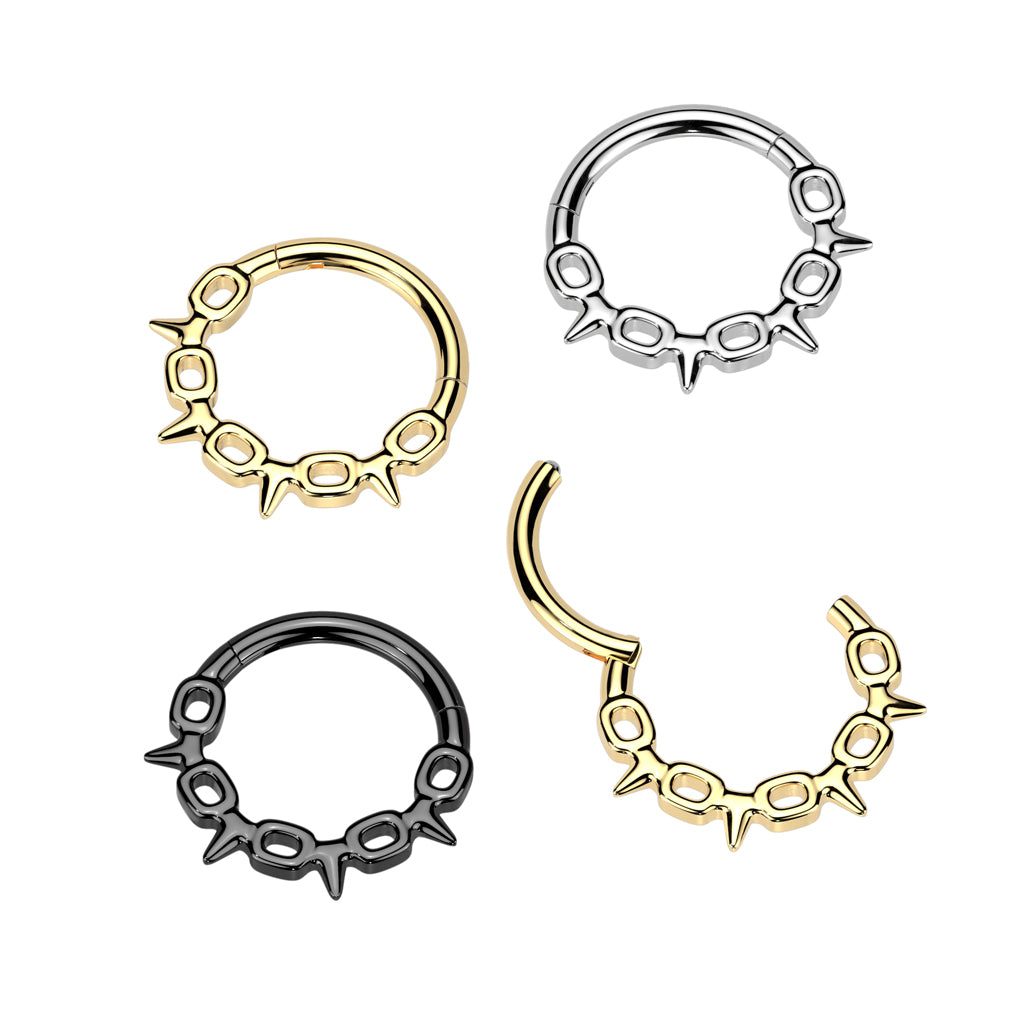 PREMIUM Spikes + Chains Hinged Segment Ring 16g