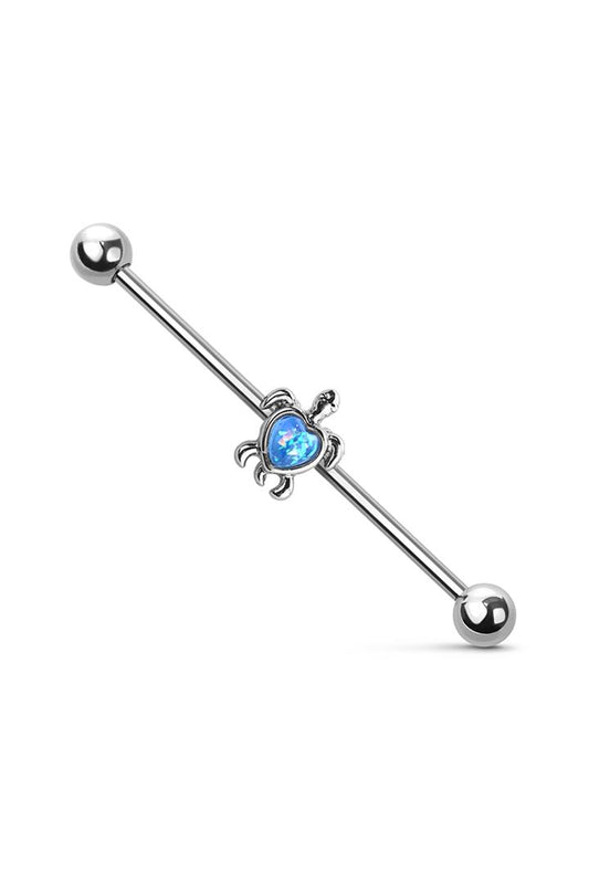 Premium Opal Sea Turtle Industrial Barbell 14g