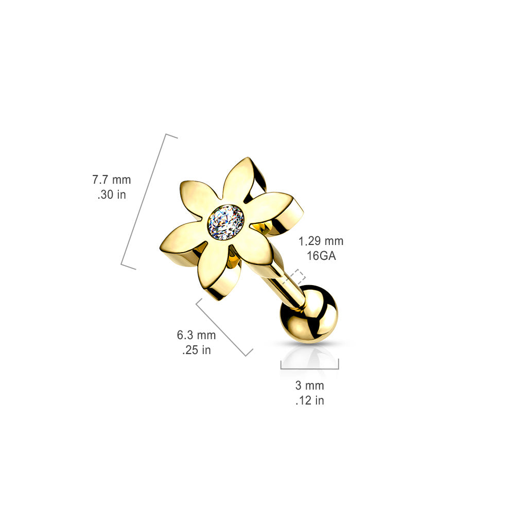 Premium Flower + Center Crystal Ball Back 16g