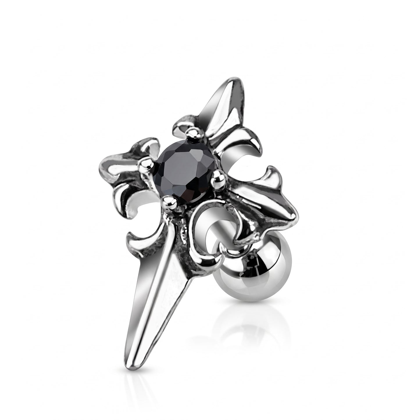 Claw-Set Crystal Gothic Cross Ball Back 16g