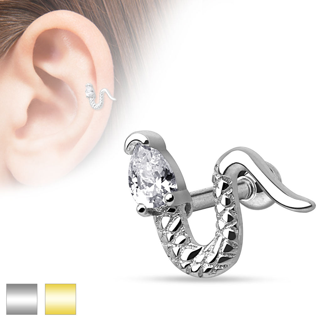 Claw-Set Crystal Snake Ball Back 16g