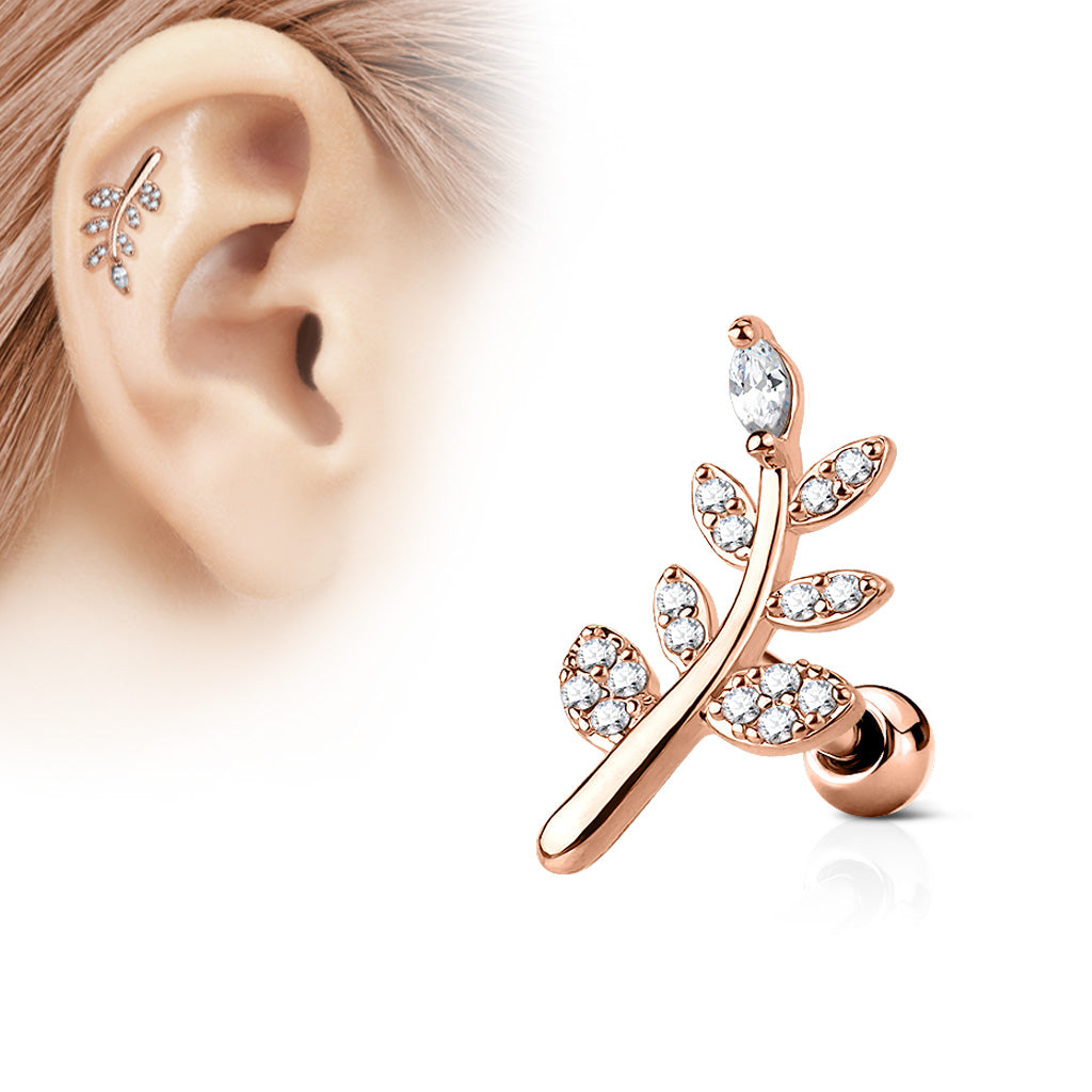 Claw-Set Marquise & Pavé Crystal Branch Curve Ball Back 16g