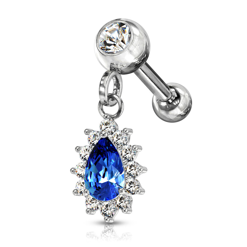 Halo Teardrop Ball Back Dangle 16g