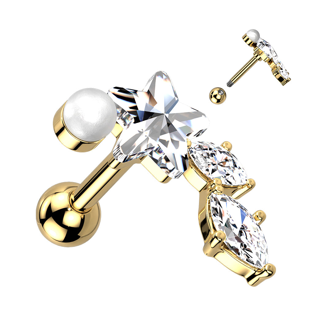 Star Crystal Marquise Vine Ball Back 16g