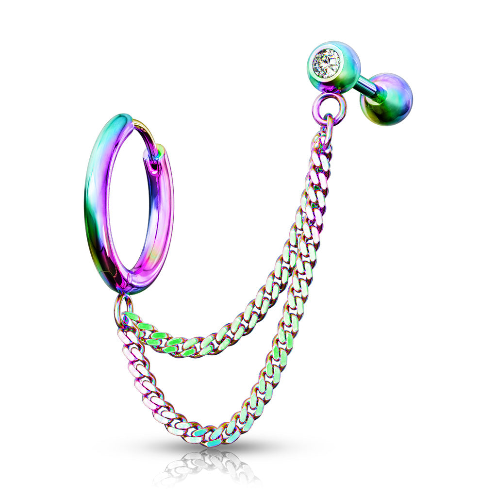 Premium Surgical Steel Bezel-Set Crystal Ball Back + Chain Earrings