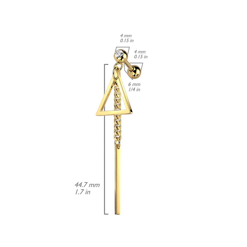 Premium Triangle + Chain Ball Back Dangle 16g