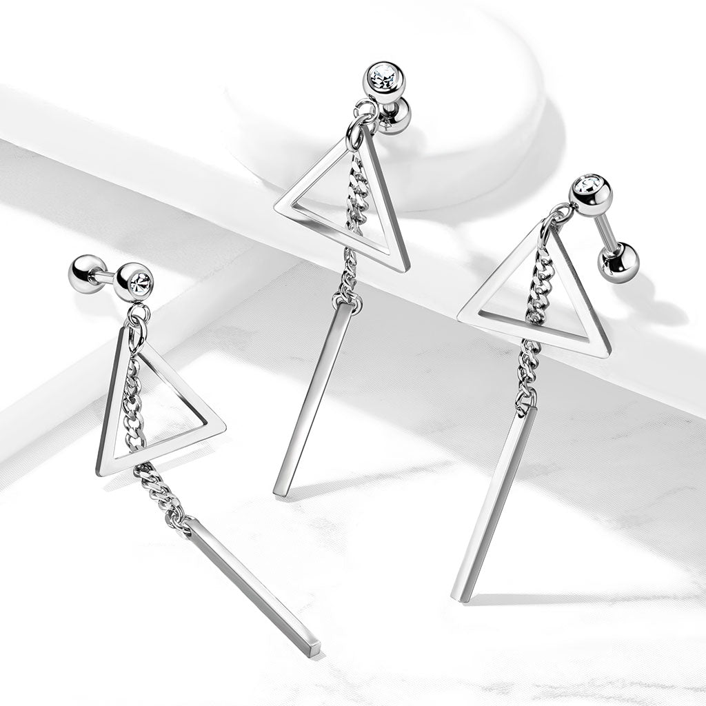 Premium Triangle + Chain Ball Back Dangle 16g