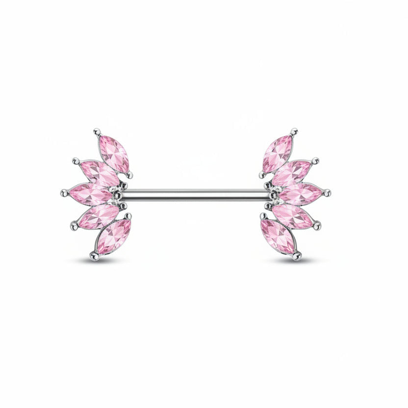 Royal Curve Crystal Nipple Barbell 14g