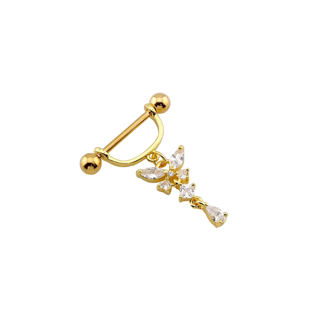 Butterfly Crystal Claw-Set Nipple Shield 14g
