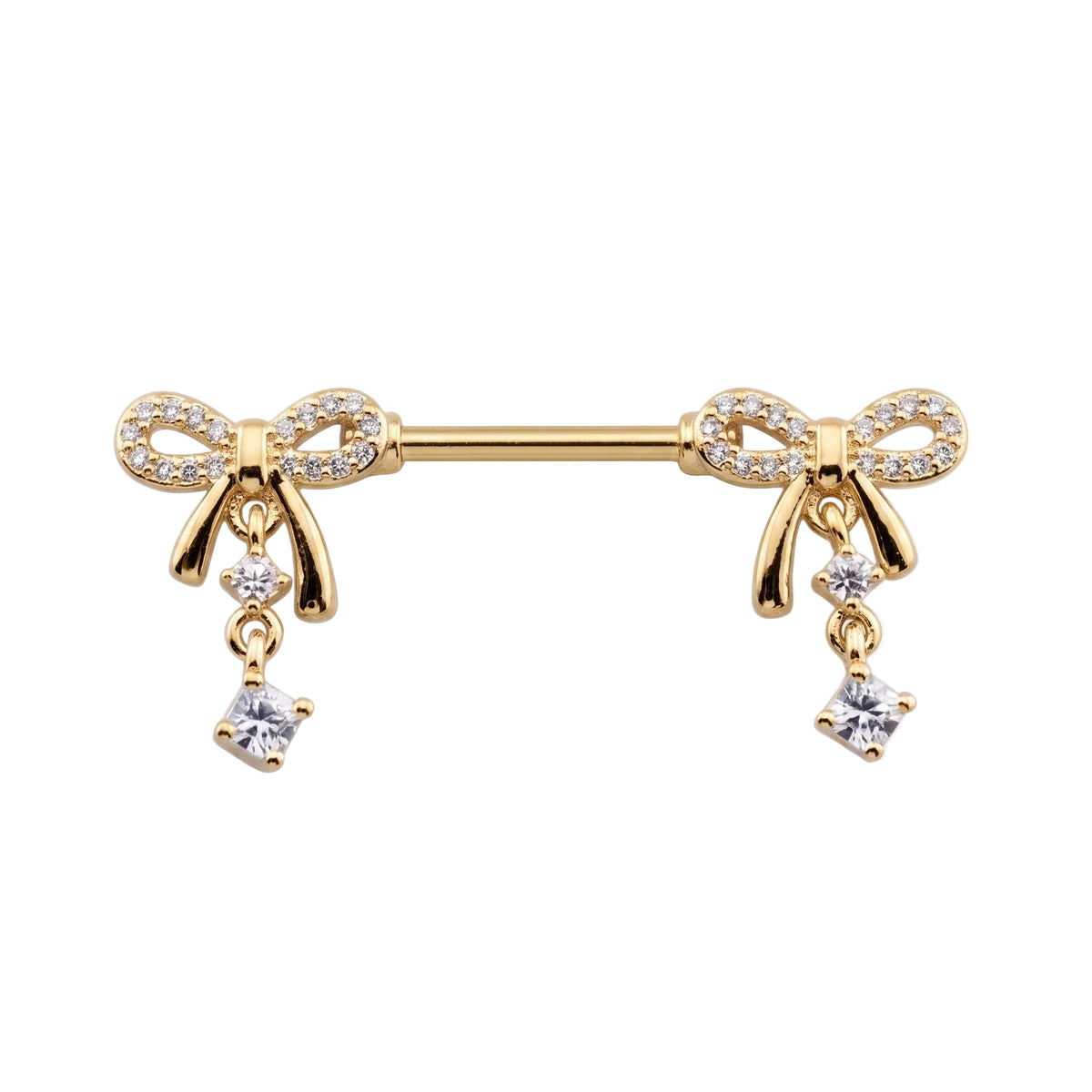 Bows Crystal Dangle Nipple Barbell 14g
