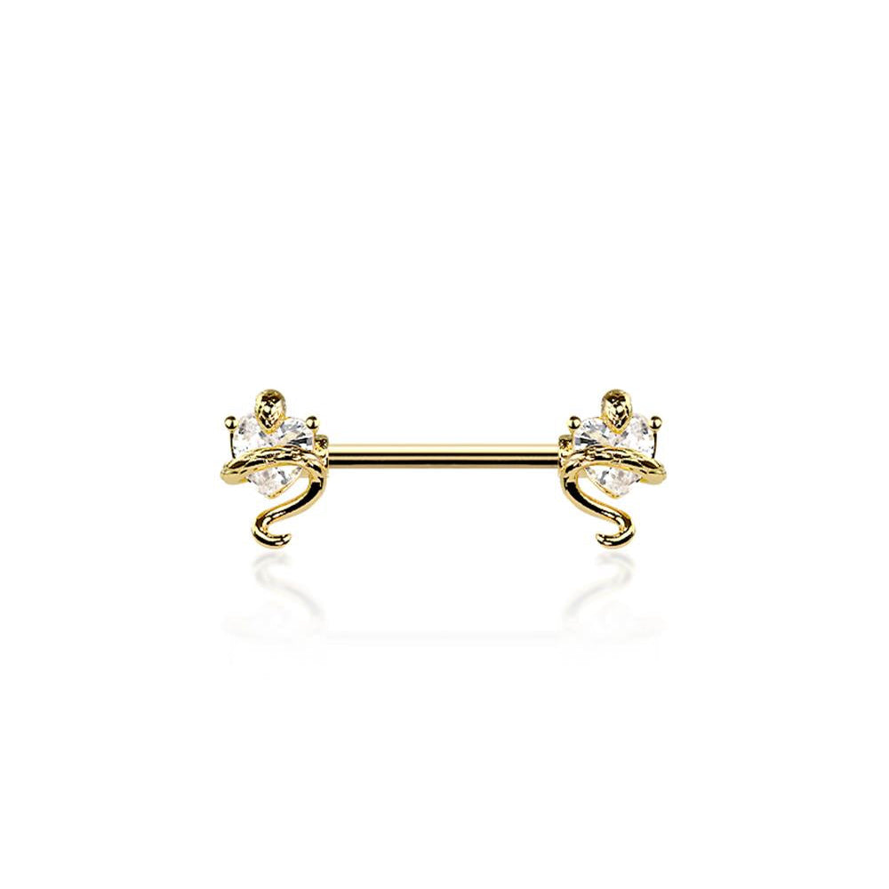 Snake + Crystal Claw-Set Nipple Shield 14g