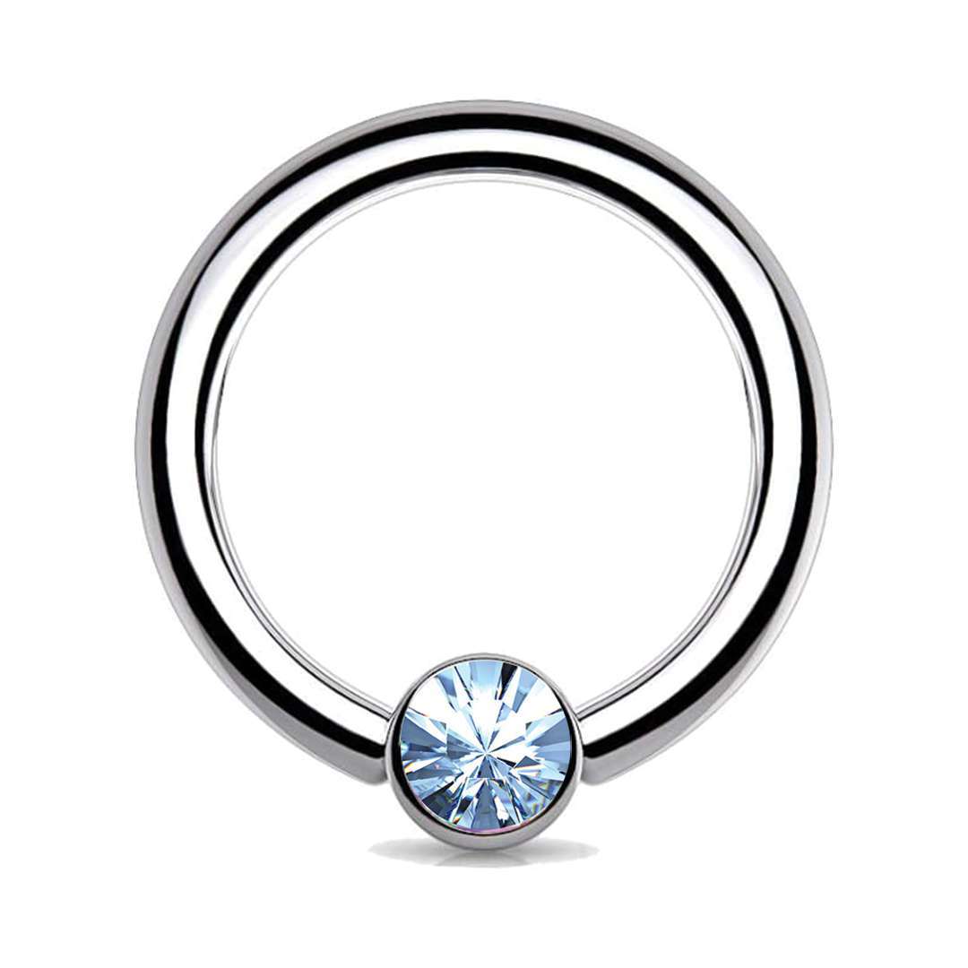 Jewel Captive Bead Ring Light Blue