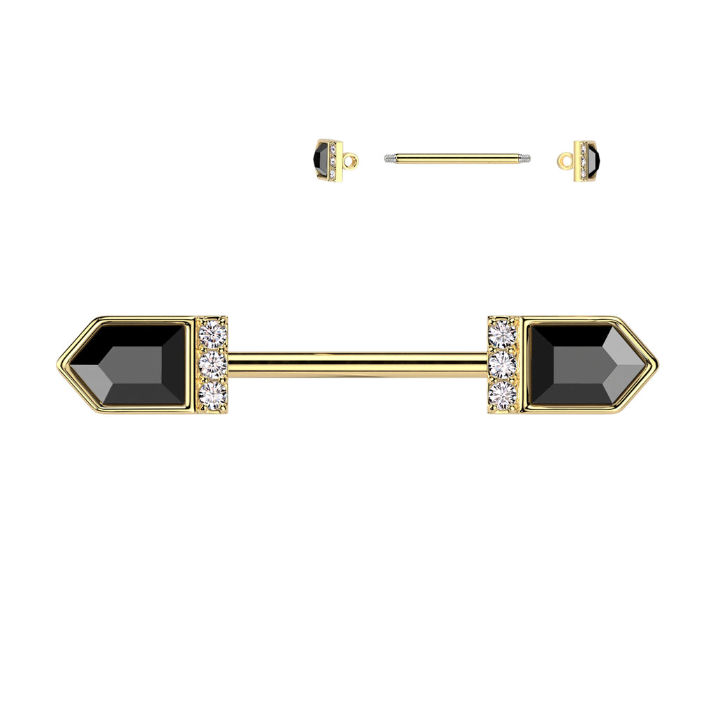 Arrows Crystal Nipple Barbell 14g