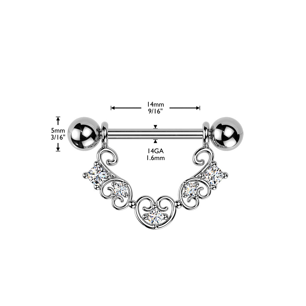 Crystal Trine Nipple Shield 14g