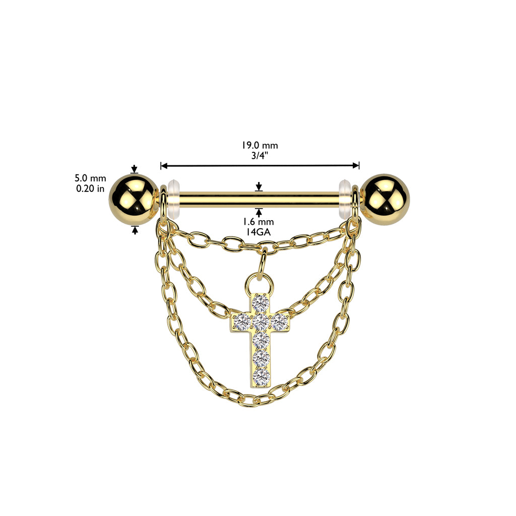 PREMIUM Cross + Chain Nipple Shield 14g