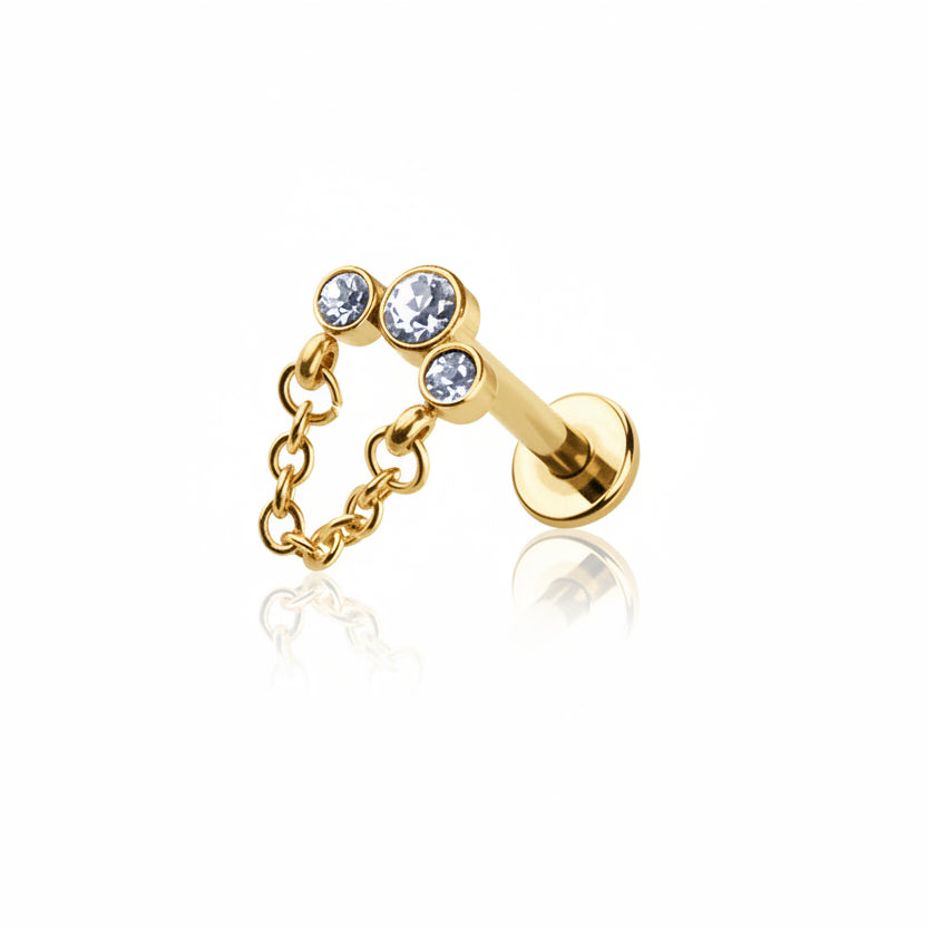 Premium Crystal Tri-Circle + Chain Flat Back 16g