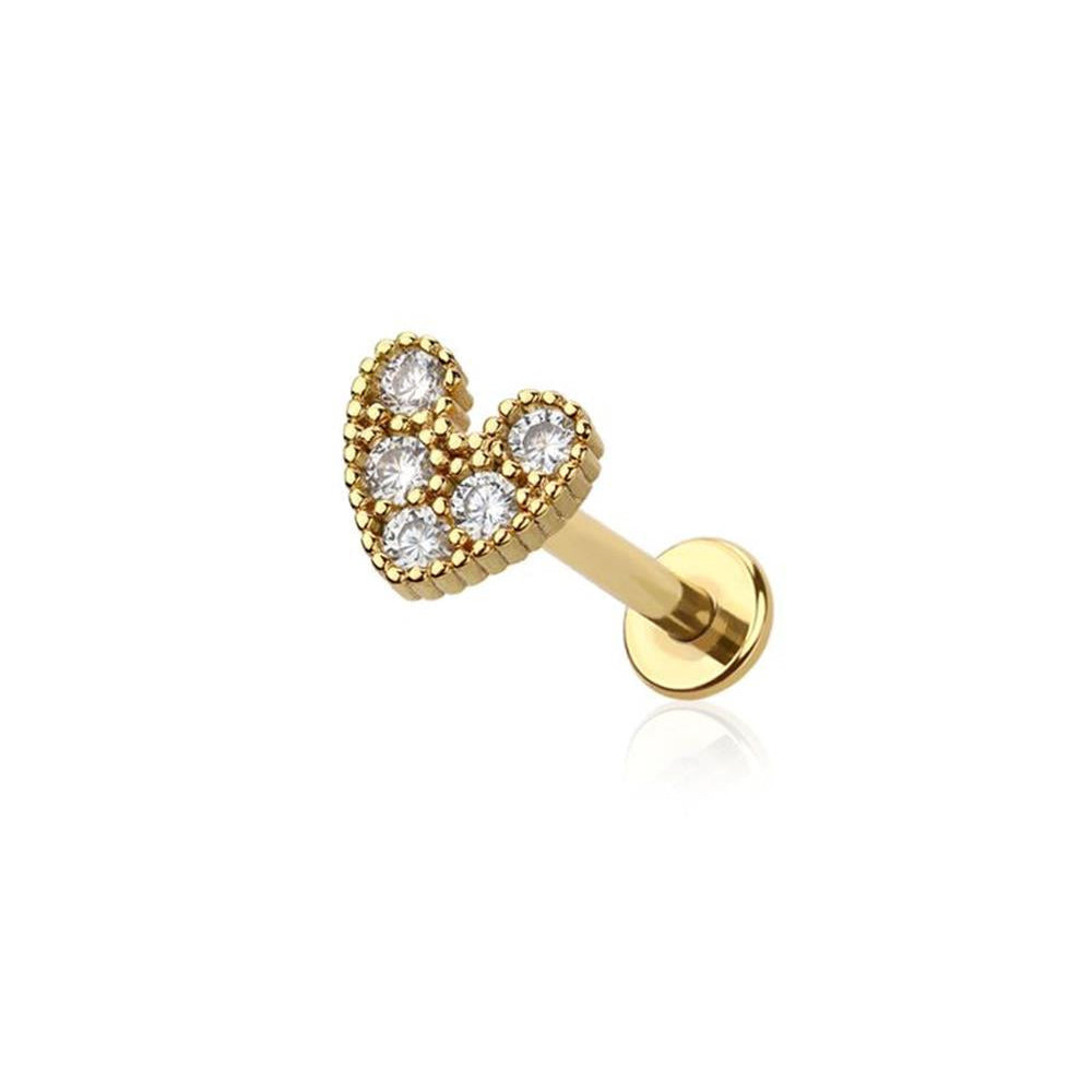 Heart Milgrain Pavé-Set Crystal Internally Threaded Flatback 16g