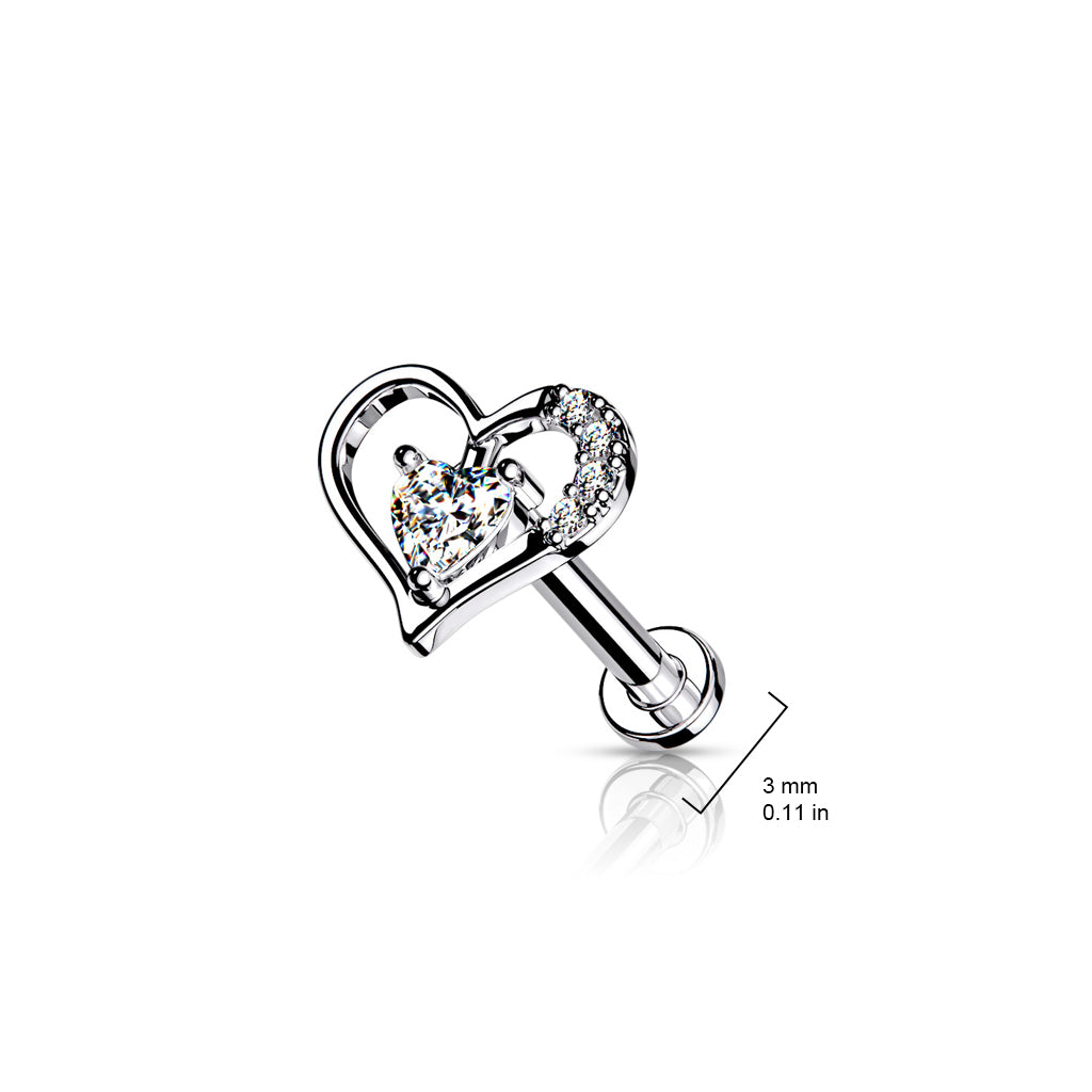 Heart Outline Flat Back 16g