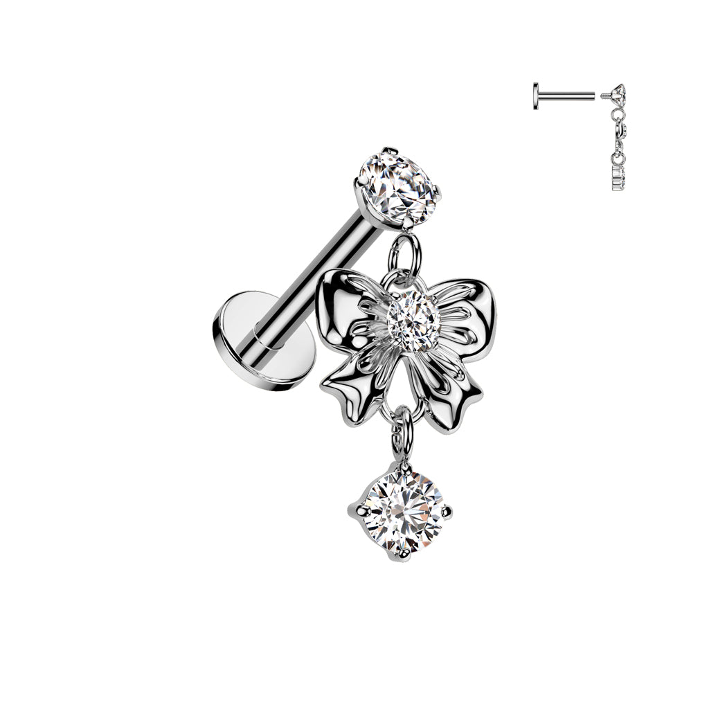 PREMIUM Crystal Bow Dangle Flat Back 16g