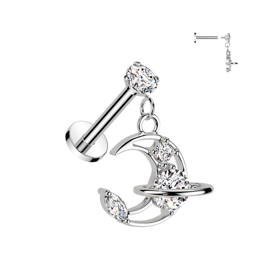 Claw-Set Crystal Moon Dangle Flat Back 16g