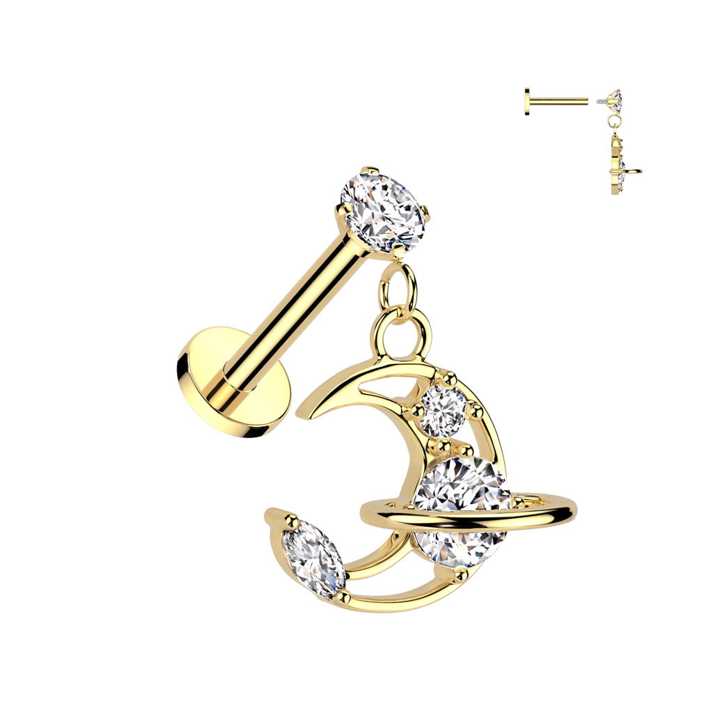 Claw-Set Crystal Moon Dangle Flat Back 16g