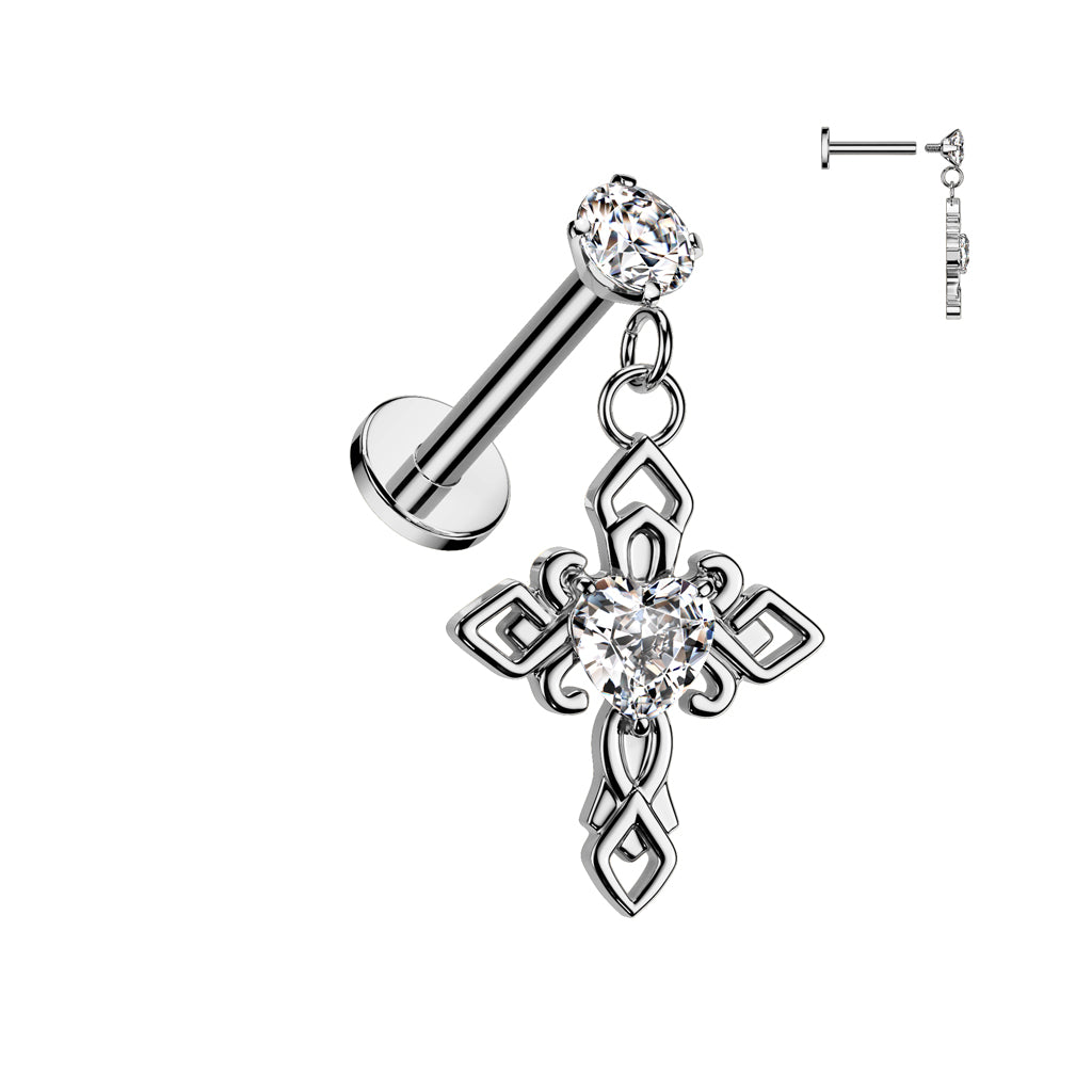 Claw-Set Crystal Cross Dangle Flat Back 16g