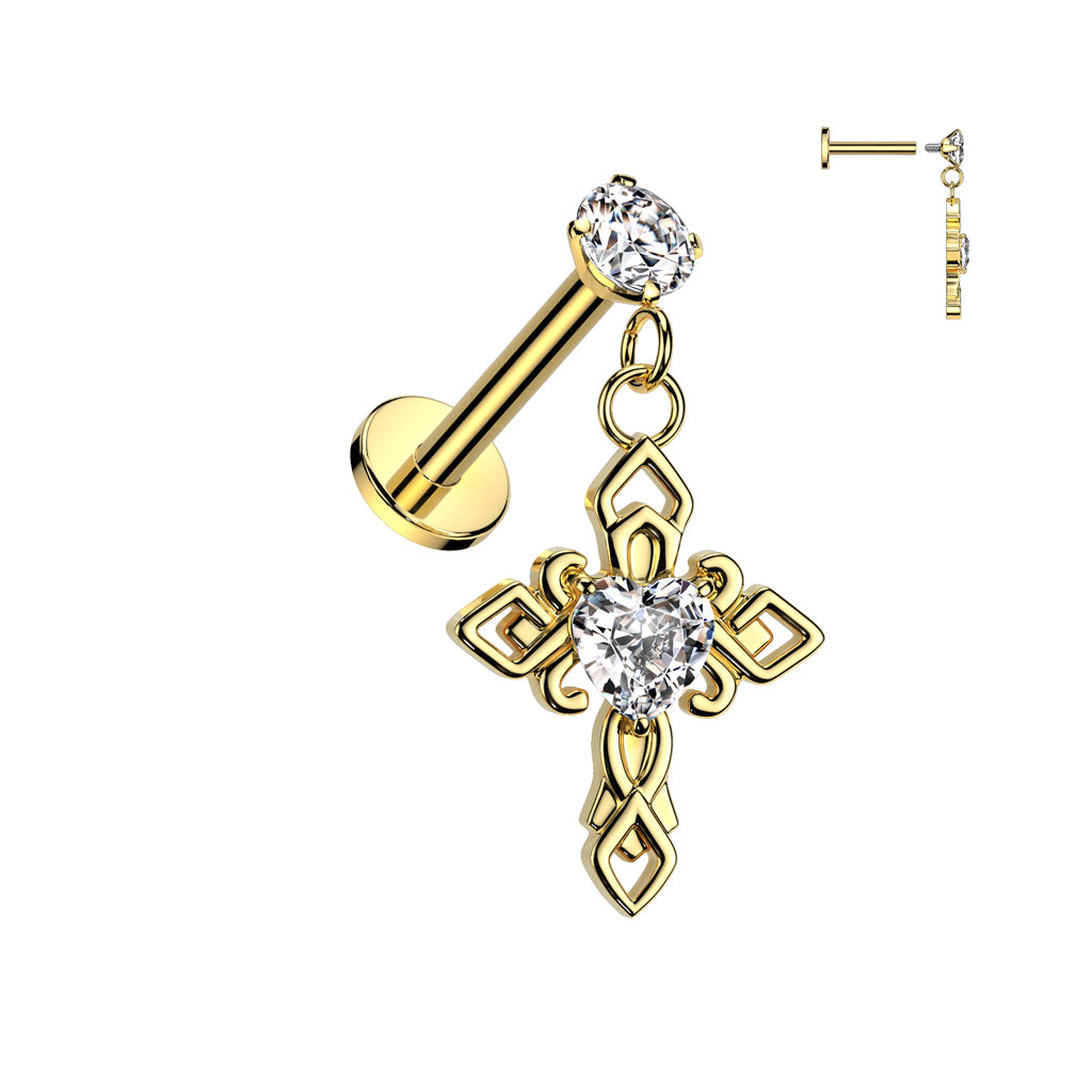 Claw-Set Crystal Cross Dangle Flat Back 16g