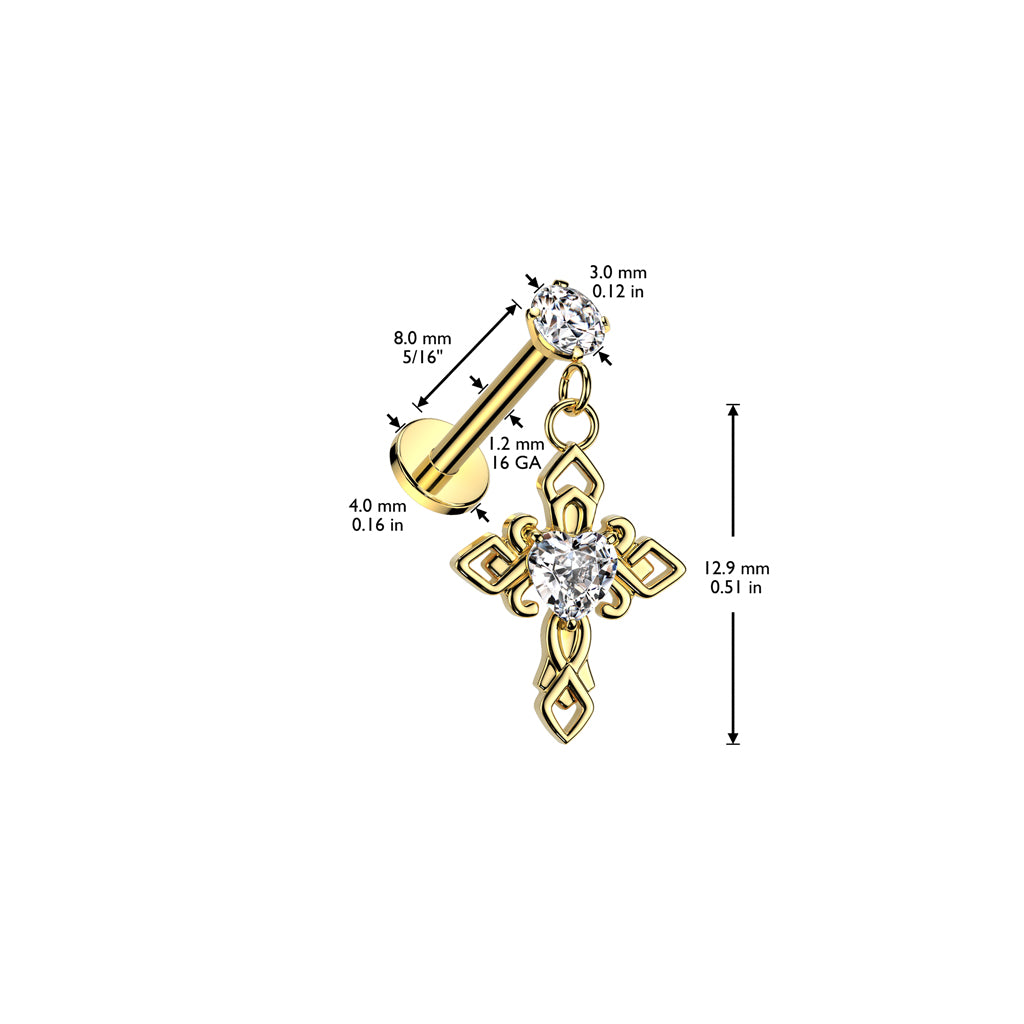 Claw-Set Crystal Cross Dangle Flat Back 16g