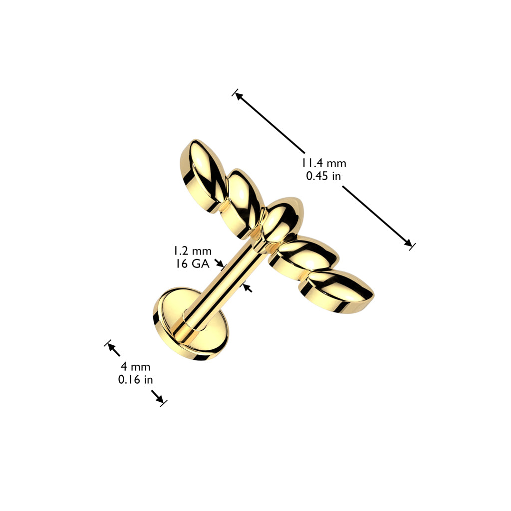Polished Metal Leaf Branch Flat Back 16g