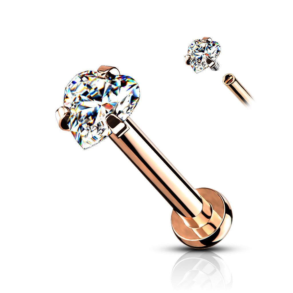 PREMIUM Claw-Set Heart Flat Back 16g