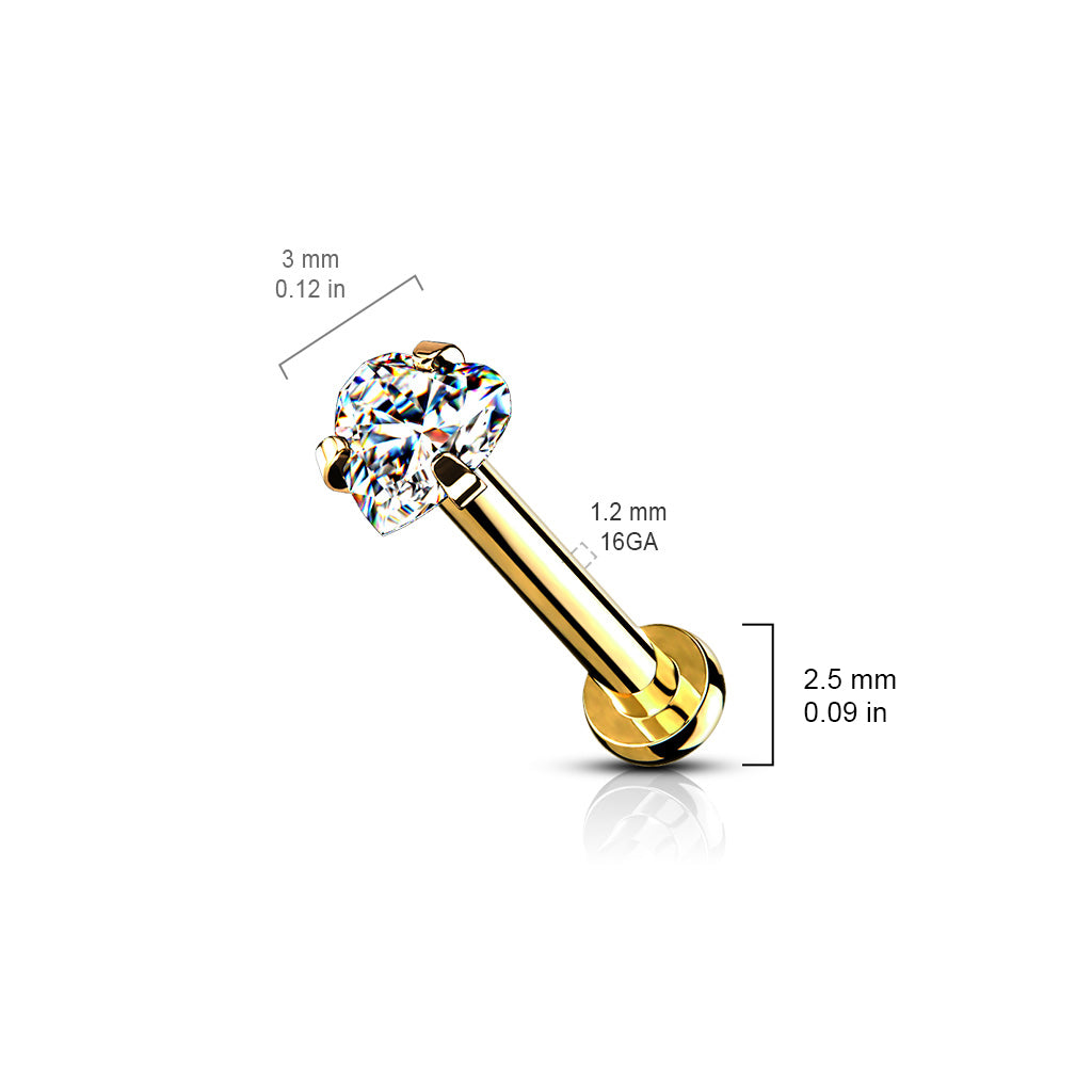PREMIUM Claw-Set Heart Flat Back 16g