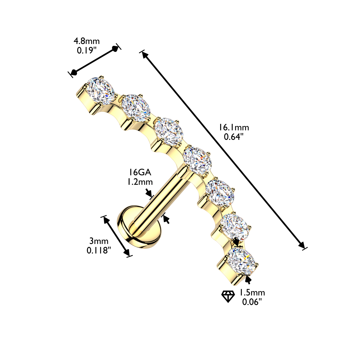 Crystal 7-Gem Claw-Set Flat Back 16g