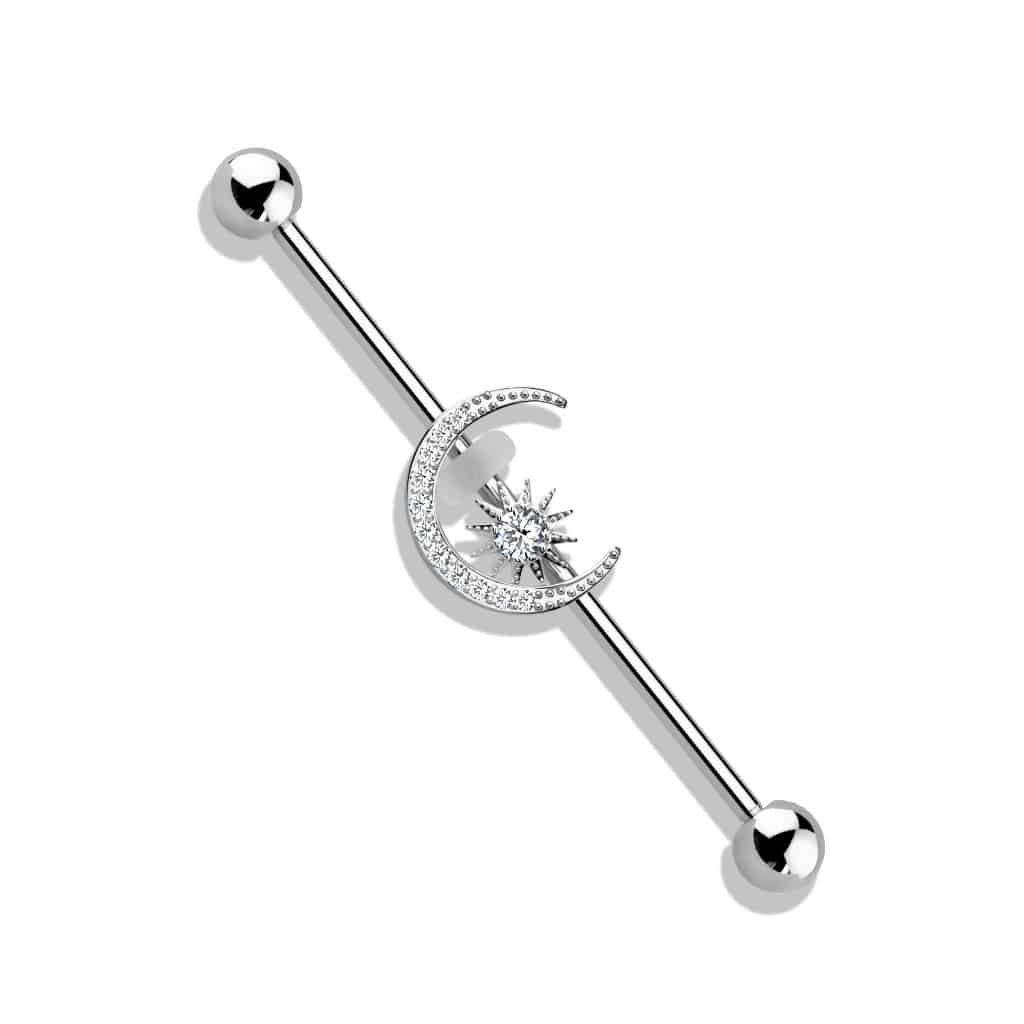 Moon + Star Industrial Barbell 14g (2)