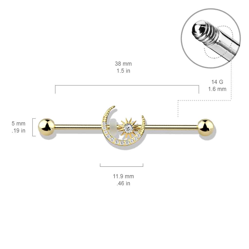 Moon + Star Industrial Barbell 14g (5)