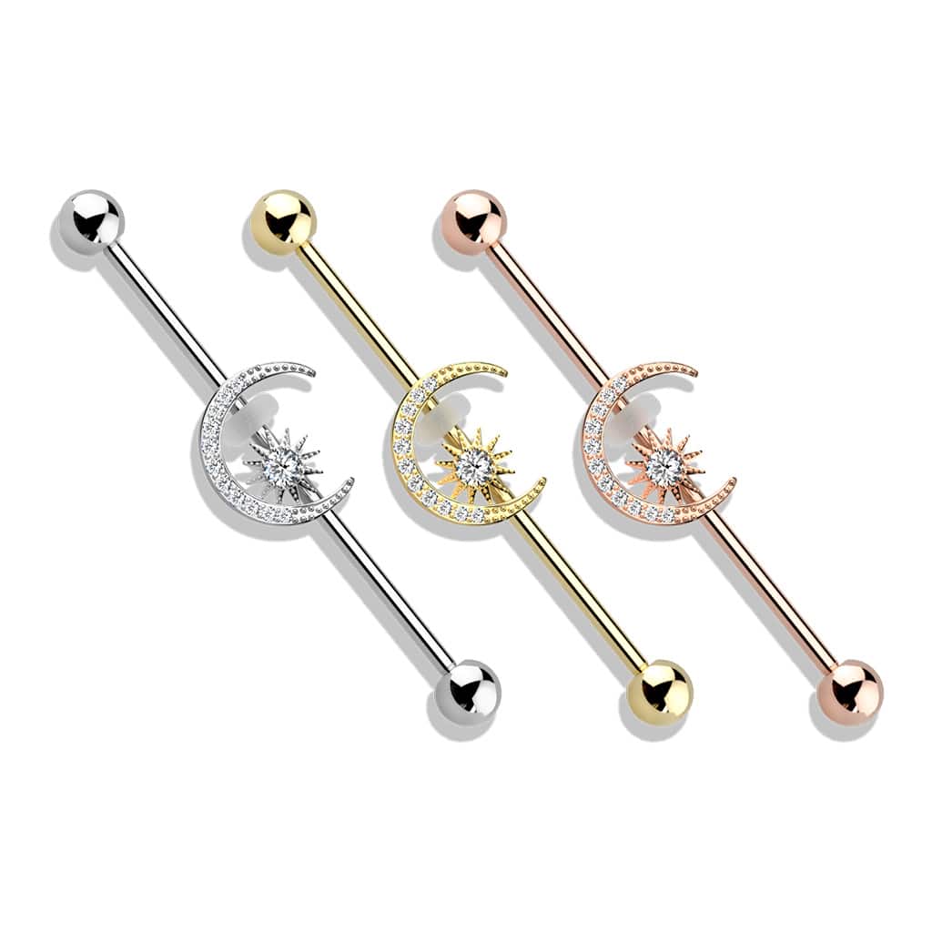 Moon + Star Industrial Barbell 14g (6)