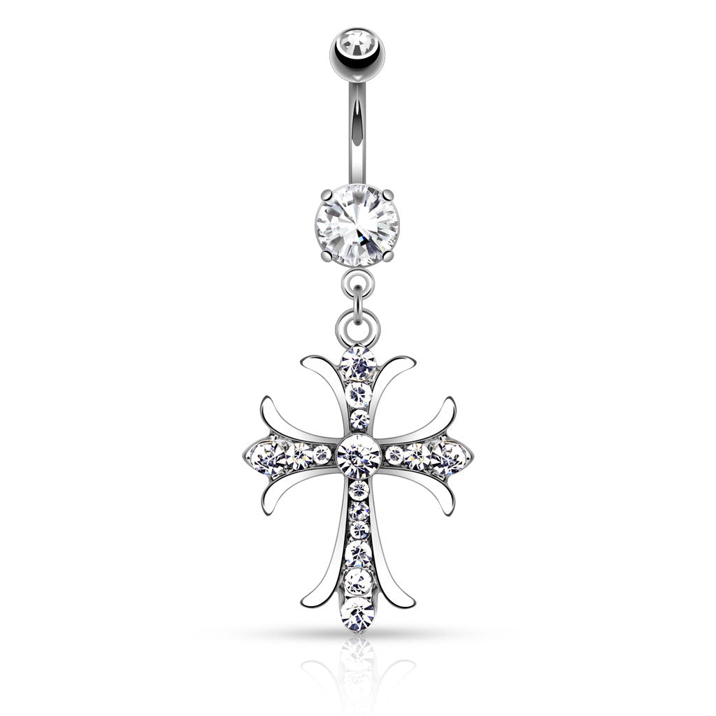 Claw-Set Sparkle Cross Navel Dangle 14g